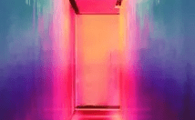 Artistic neon photo of a door with many colors